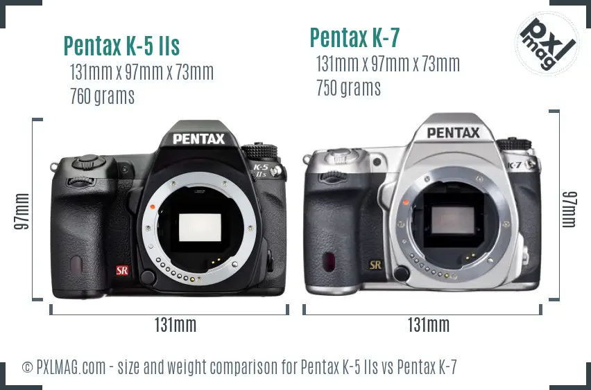 Pentax K-5 IIs vs Pentax K-7 size comparison