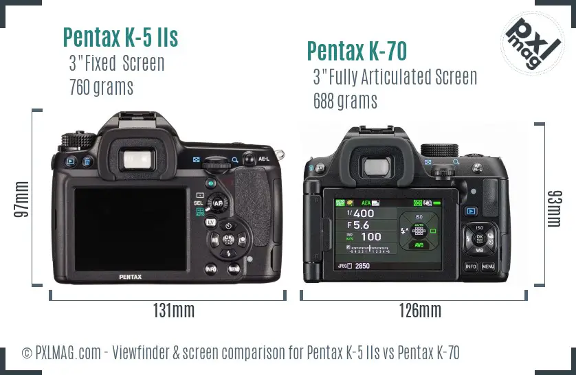 Pentax K-5 IIs vs Pentax K-70 Screen and Viewfinder comparison