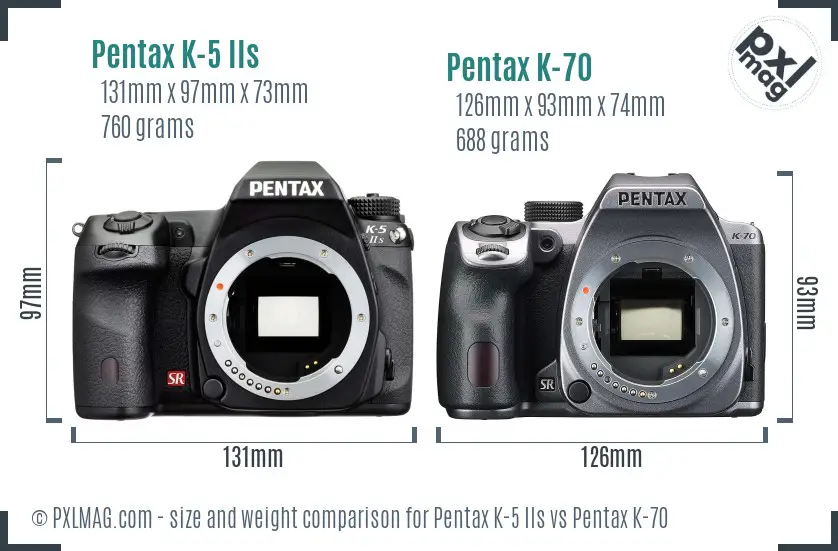 Pentax K-5 IIs vs Pentax K-70 size comparison