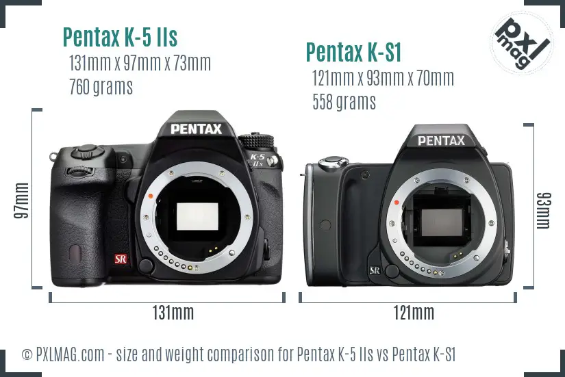 Pentax K-5 IIs vs Pentax K-S1 size comparison