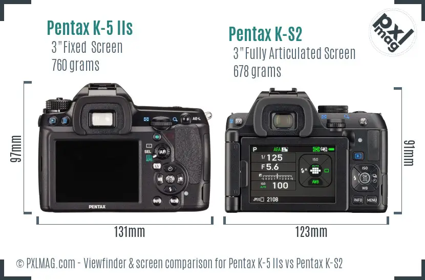 Pentax K-5 IIs vs Pentax K-S2 Screen and Viewfinder comparison