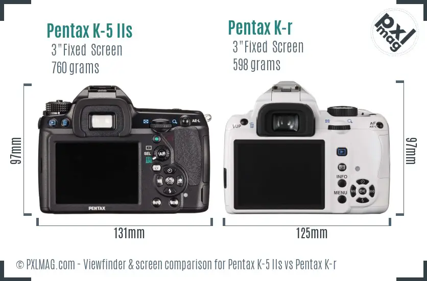 Pentax K-5 IIs vs Pentax K-r Screen and Viewfinder comparison