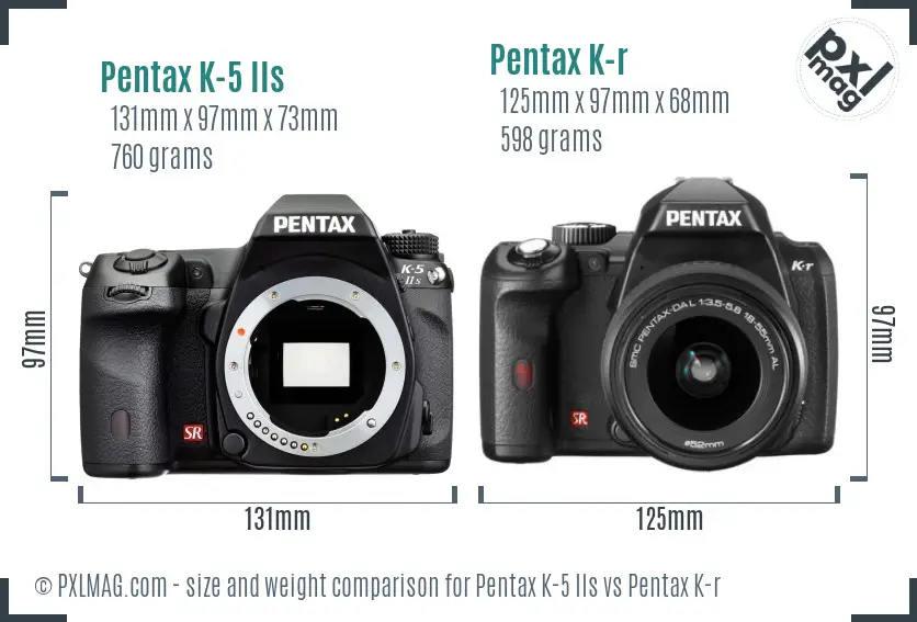 Pentax K-5 IIs vs Pentax K-r size comparison
