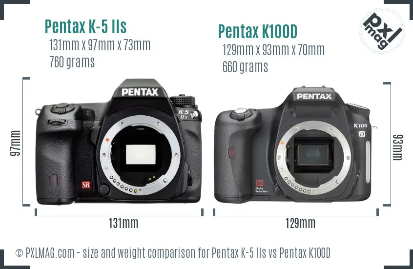 Pentax K-5 IIs vs Pentax K100D size comparison