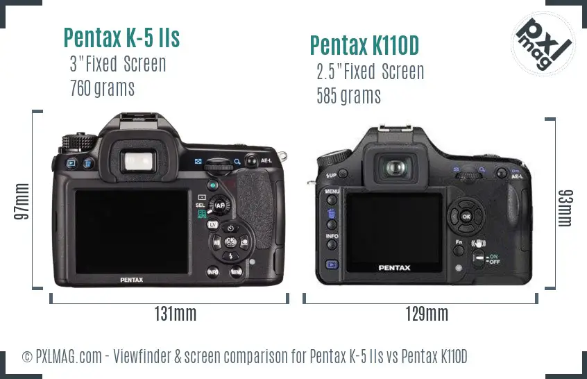 Pentax K-5 IIs vs Pentax K110D Screen and Viewfinder comparison