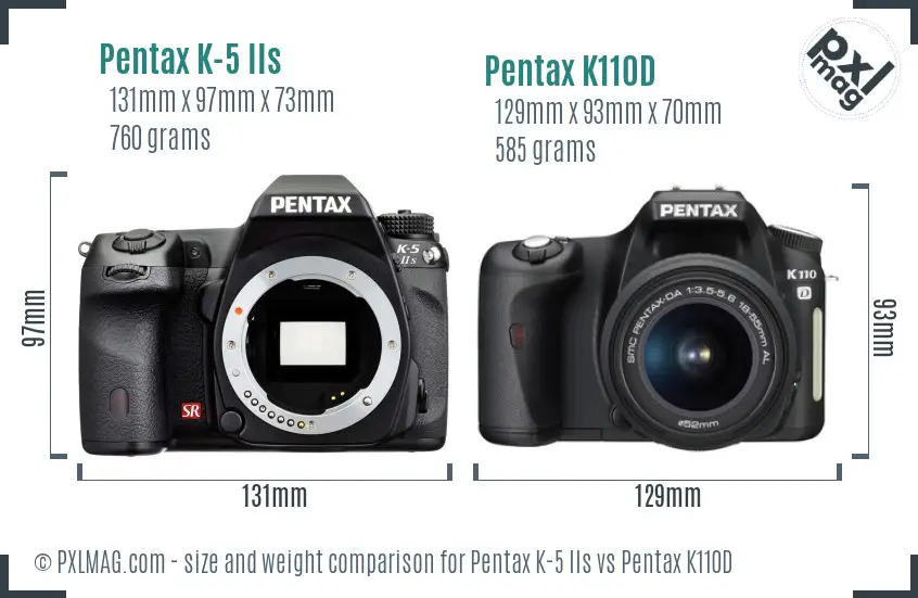 Pentax K-5 IIs vs Pentax K110D size comparison