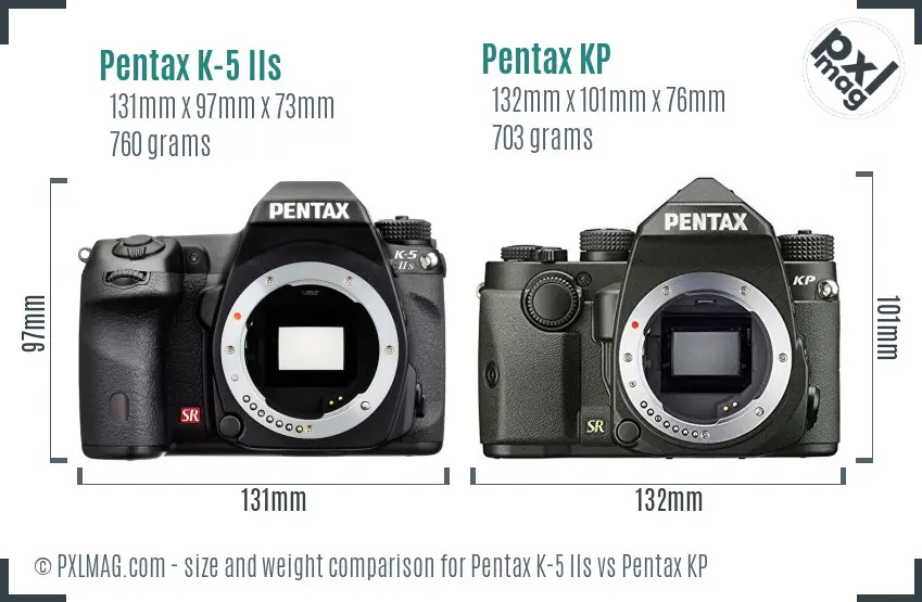 Pentax K-5 IIs vs Pentax KP size comparison
