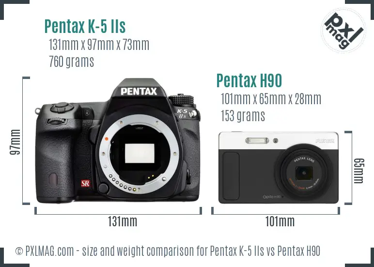Pentax K-5 IIs vs Pentax H90 size comparison