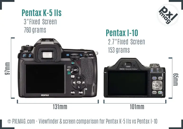 Pentax K-5 IIs vs Pentax I-10 Screen and Viewfinder comparison
