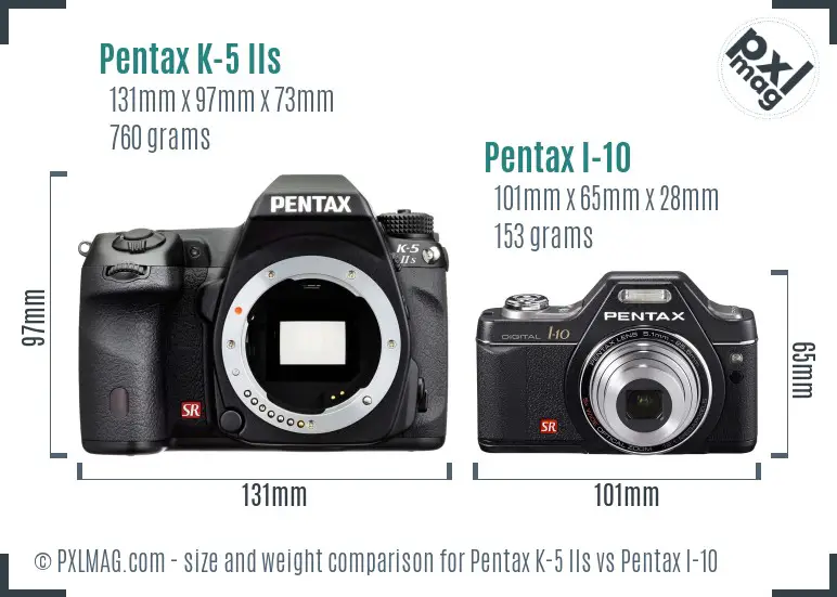 Pentax K-5 IIs vs Pentax I-10 size comparison