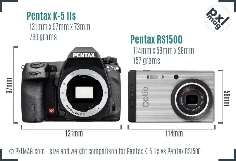 Pentax K-5 IIs vs Pentax RS1500 size comparison