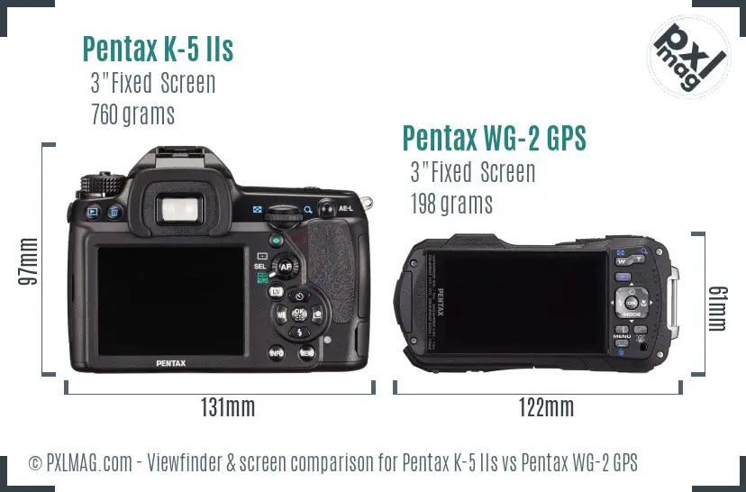 Pentax K-5 IIs vs Pentax WG-2 GPS Screen and Viewfinder comparison