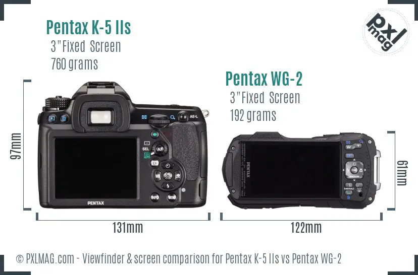 Pentax K-5 IIs vs Pentax WG-2 Screen and Viewfinder comparison