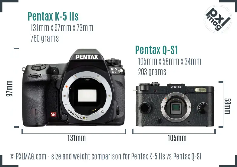 Pentax K-5 IIs vs Pentax Q-S1 size comparison