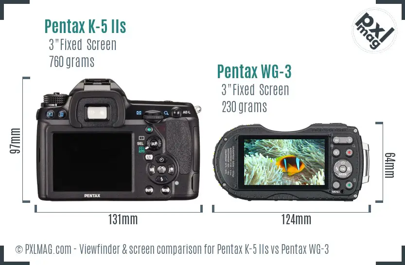 Pentax K-5 IIs vs Pentax WG-3 Screen and Viewfinder comparison