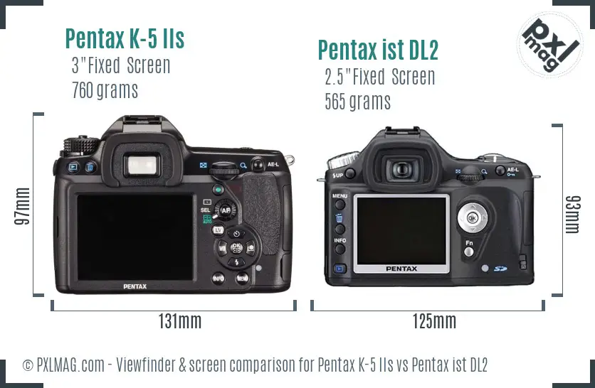 Pentax K-5 IIs vs Pentax ist DL2 Screen and Viewfinder comparison
