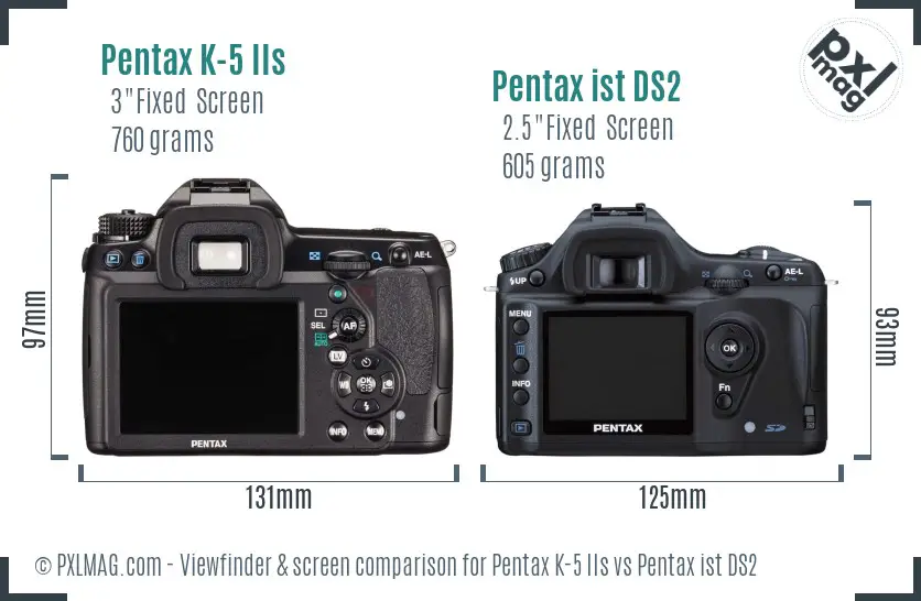 Pentax K-5 IIs vs Pentax ist DS2 Screen and Viewfinder comparison
