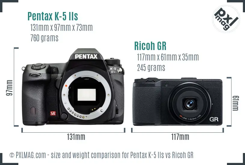 Pentax K-5 IIs vs Ricoh GR size comparison Pentax K-5 IIs vs Ricoh GR size comparison