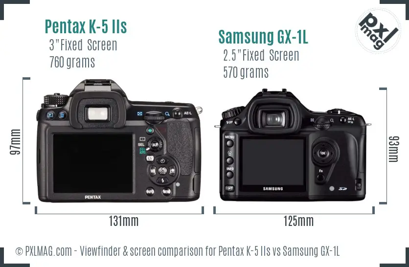Pentax K-5 IIs vs Samsung GX-1L Screen and Viewfinder comparison