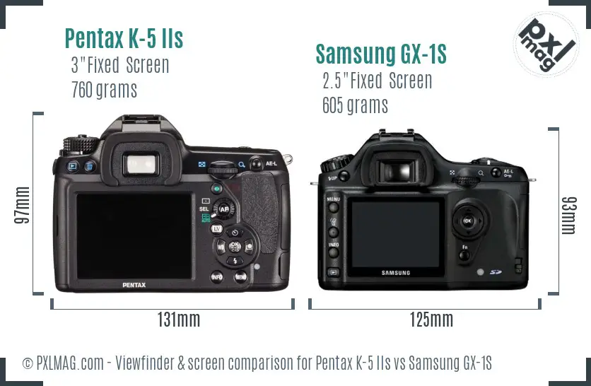 Pentax K-5 IIs vs Samsung GX-1S Screen and Viewfinder comparison