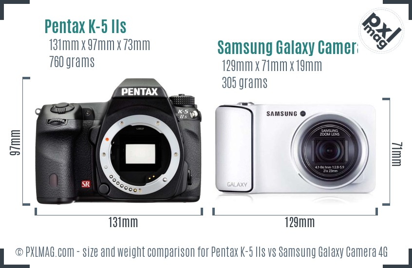Pentax K-5 IIs vs Samsung Galaxy Camera 4G size comparison Pentax K-5 IIs vs Samsung Galaxy Camera 4G size comparison