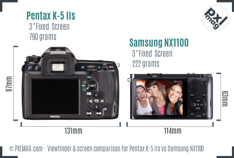 Pentax K-5 IIs vs Samsung NX1100 Screen and Viewfinder comparison