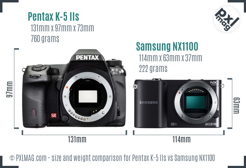 Pentax K-5 IIs vs Samsung NX1100 size comparison