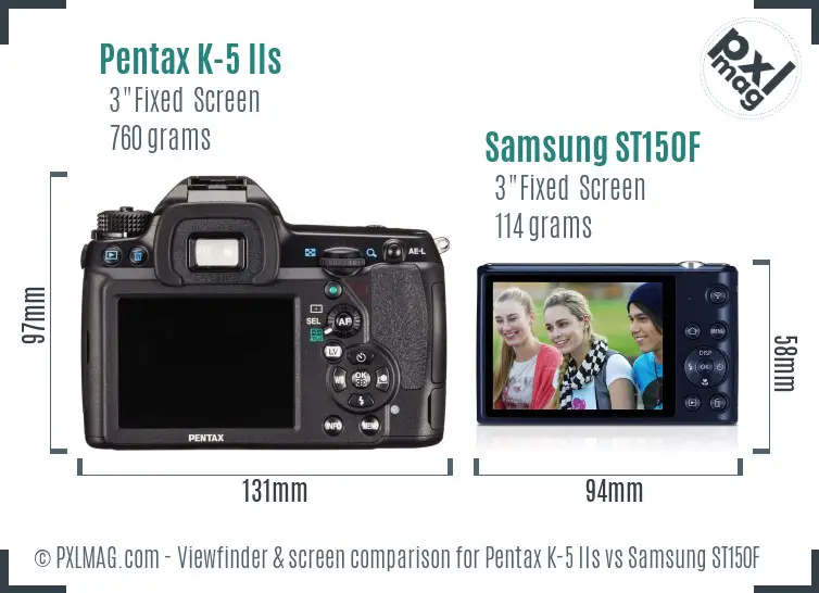 Pentax K-5 IIs vs Samsung ST150F Screen and Viewfinder comparison