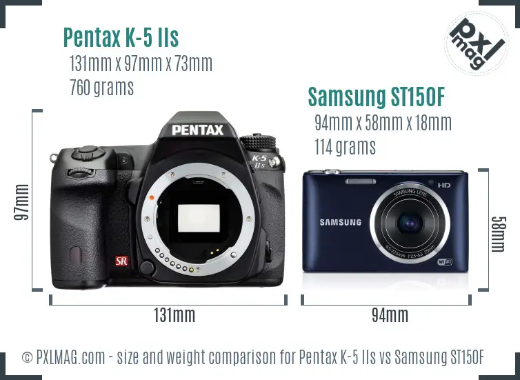 Pentax K-5 IIs vs Samsung ST150F size comparison