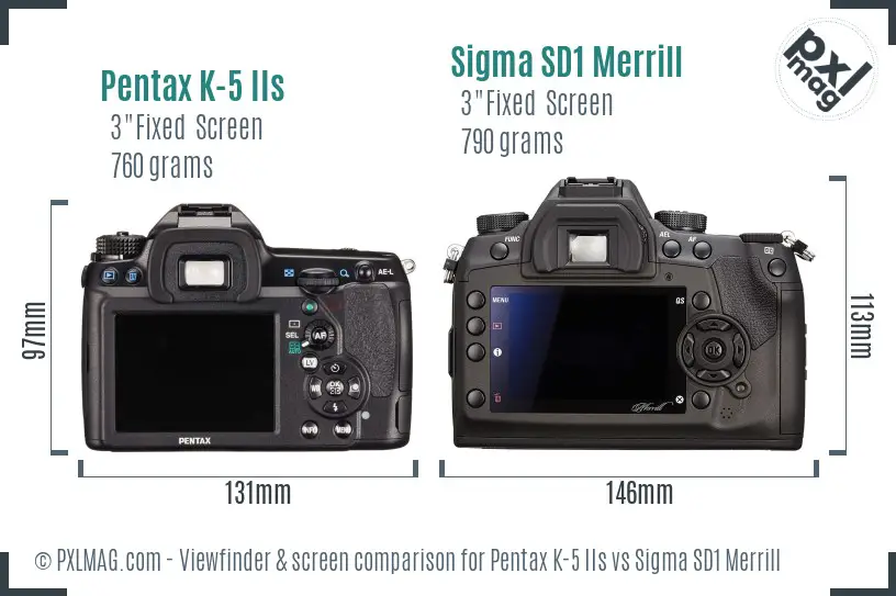 Pentax K-5 IIs vs Sigma SD1 Merrill Screen and Viewfinder comparison