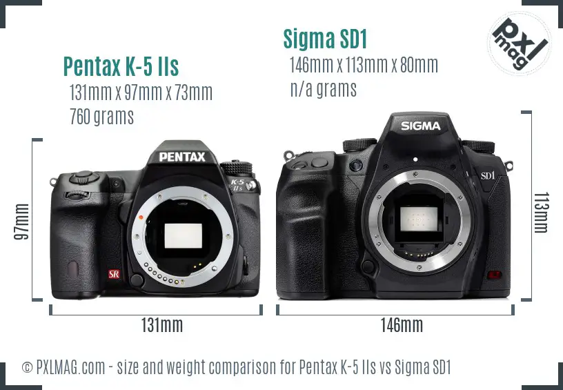 Pentax K-5 IIs vs Sigma SD1 size comparison