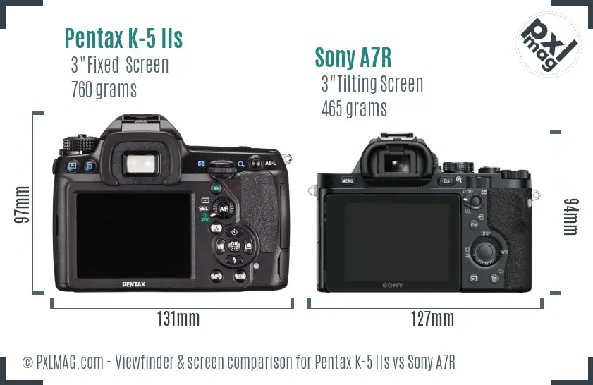 Pentax K-5 IIs vs Sony A7R Screen and Viewfinder comparison