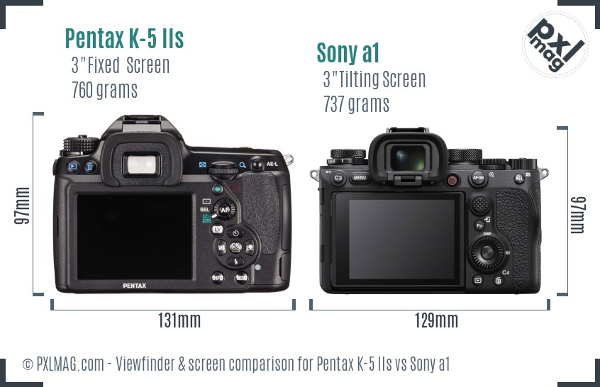 Pentax K-5 IIs vs Sony a1 Screen and Viewfinder comparison