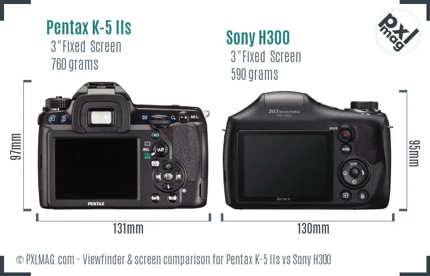 Pentax K-5 IIs vs Sony H300 Screen and Viewfinder comparison