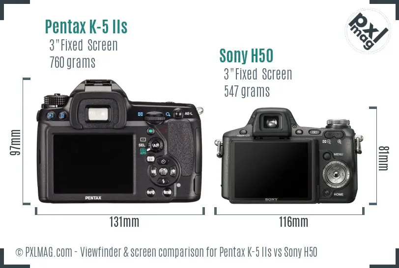 Pentax K-5 IIs vs Sony H50 Screen and Viewfinder comparison Pentax K-5 IIs vs Sony H50 Screen and Viewfinder comparison
