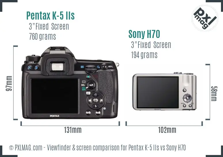 Pentax K-5 IIs vs Sony H70 Screen and Viewfinder comparison
