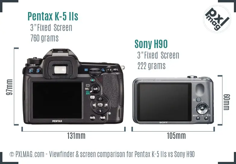 Pentax K-5 IIs vs Sony H90 Screen and Viewfinder comparison