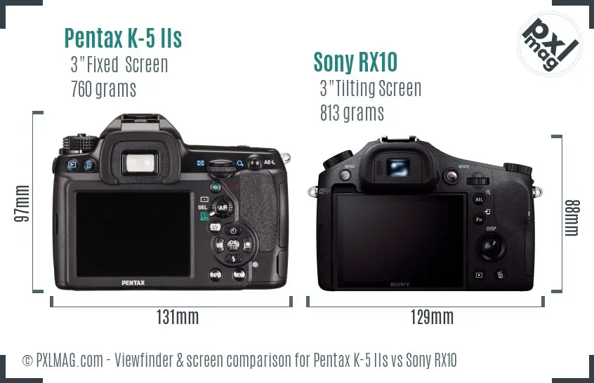 Pentax K-5 IIs vs Sony RX10 Screen and Viewfinder comparison