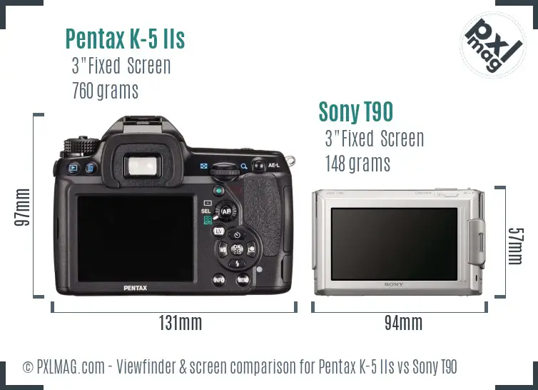 Pentax K-5 IIs vs Sony T90 Screen and Viewfinder comparison