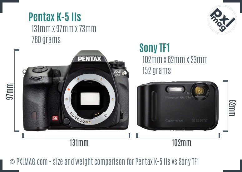 Pentax K-5 IIs vs Sony TF1 size comparison Pentax K-5 IIs vs Sony TF1 size comparison
