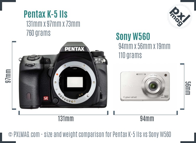 Pentax K-5 IIs vs Sony W560 size comparison Pentax K-5 IIs vs Sony W560 size comparison