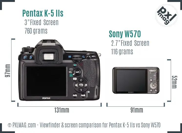 Pentax K-5 IIs vs Sony W570 Screen and Viewfinder comparison Pentax K-5 IIs vs Sony W570 Screen and Viewfinder comparison