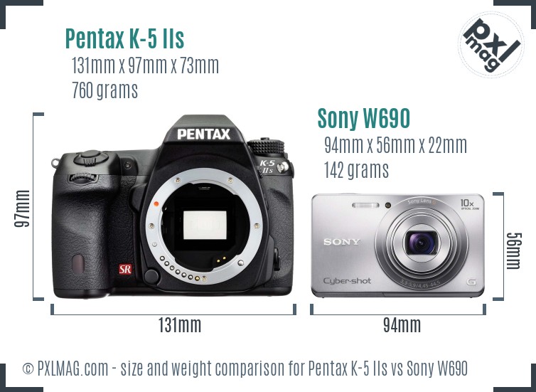 Pentax K-5 IIs vs Sony W690 size comparison Pentax K-5 IIs vs Sony W690 size comparison