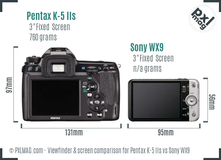 Pentax K-5 IIs vs Sony WX9 Screen and Viewfinder comparison