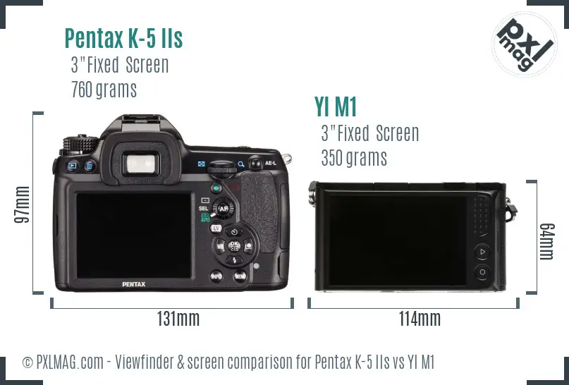 Pentax K-5 IIs vs YI M1 Screen and Viewfinder comparison Pentax K-5 IIs vs YI M1 Screen and Viewfinder comparison