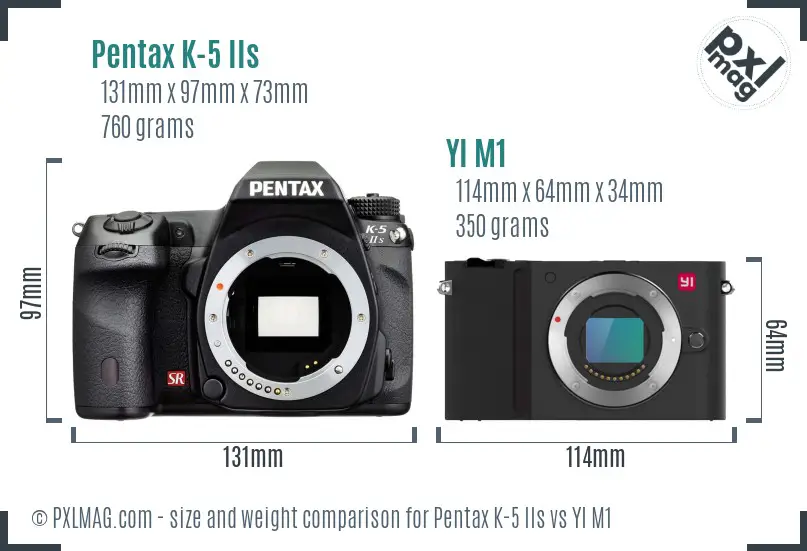Pentax K-5 IIs vs YI M1 size comparison Pentax K-5 IIs vs YI M1 size comparison