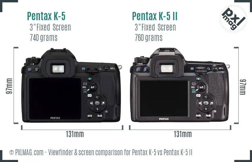 Pentax K-5 vs Pentax K-5 II Screen and Viewfinder comparison