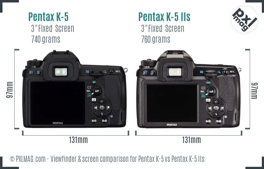 Pentax K-5 vs Pentax K-5 IIs Screen and Viewfinder comparison