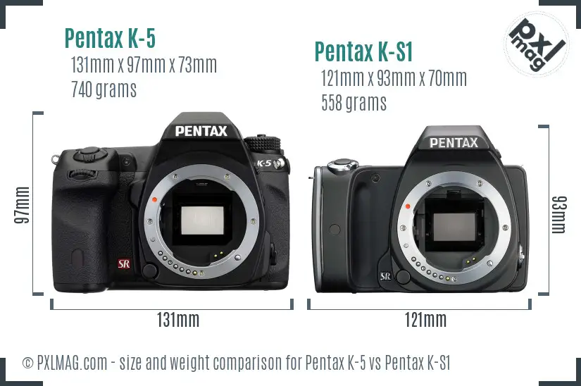Pentax K-5 vs Pentax K-S1 size comparison