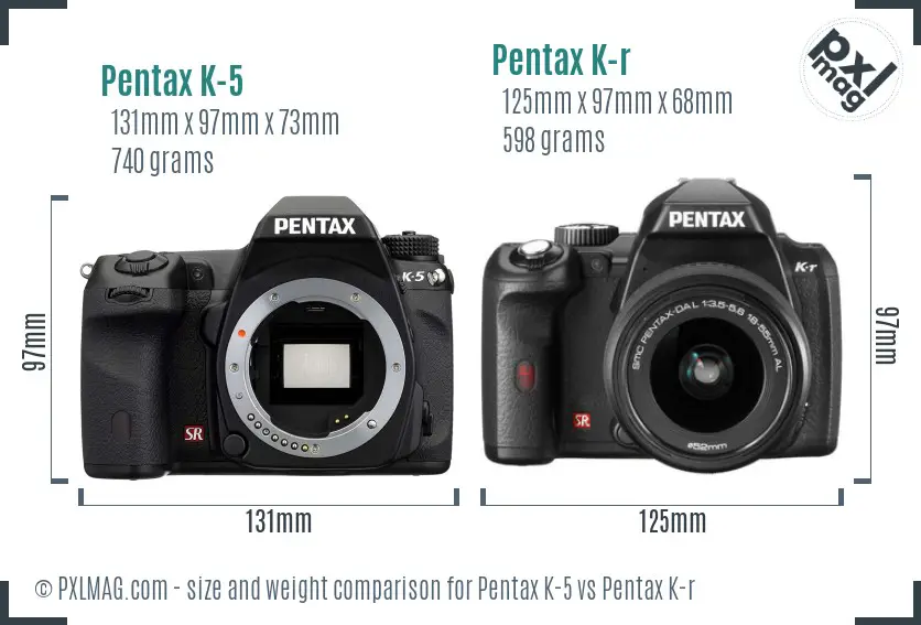 Pentax K-5 vs Pentax K-r size comparison